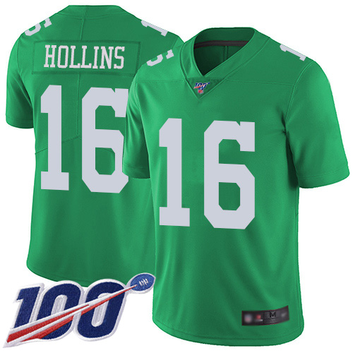 Men Philadelphia Eagles 16 Mack Hollins Limited Green Rush Vapor Untouchable NFL Jersey 100th Season Football